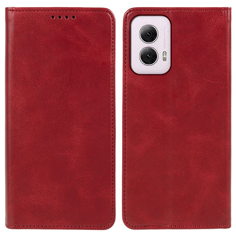 For Motorola Moto G Power (2024) Leather Case Magnetic Auto Closing PU Wallet Cover - Red