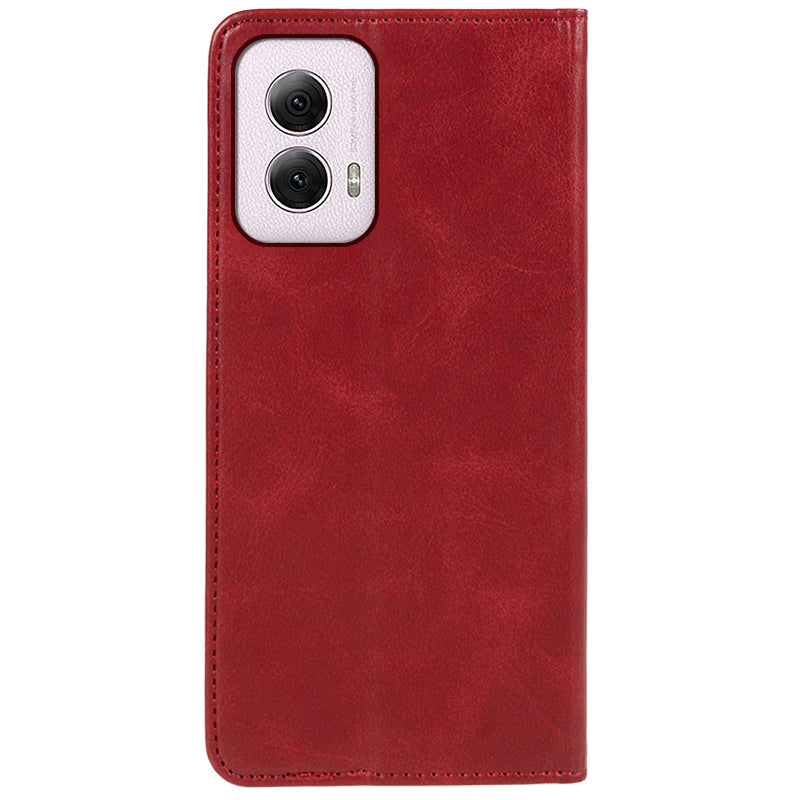 For Motorola Moto G Power (2024) Leather Case Magnetic Auto Closing PU Wallet Cover - Red