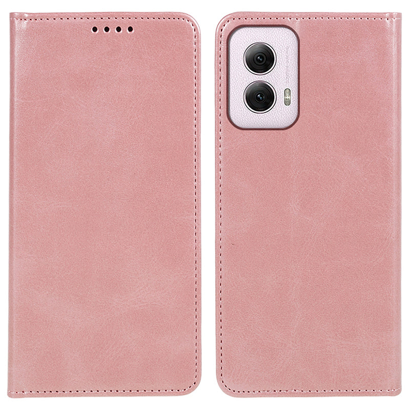 For Motorola Moto G Power (2024) Leather Case Magnetic Auto Closing PU Wallet Cover - Rose Gold