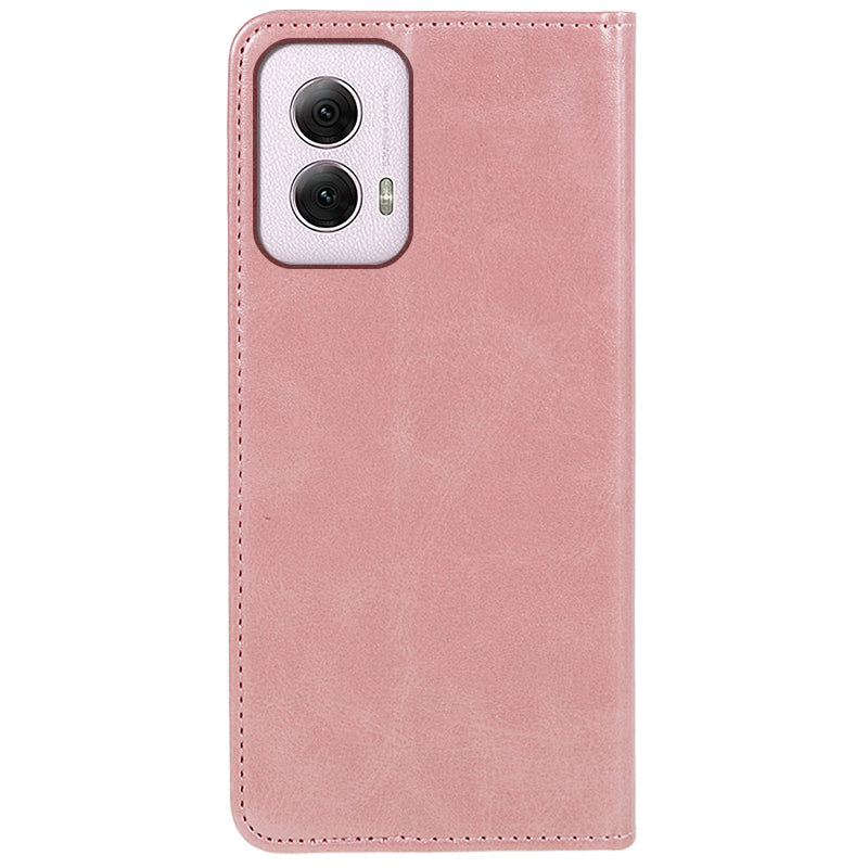 For Motorola Moto G Power (2024) Leather Case Magnetic Auto Closing PU Wallet Cover - Rose Gold