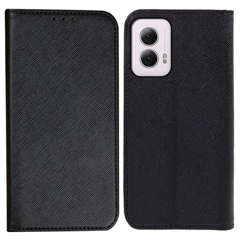 For Motorola Moto G Power (2024) Phone Case Cross Texture Leather Cover Cell Phone Accessory Wholesale - Black