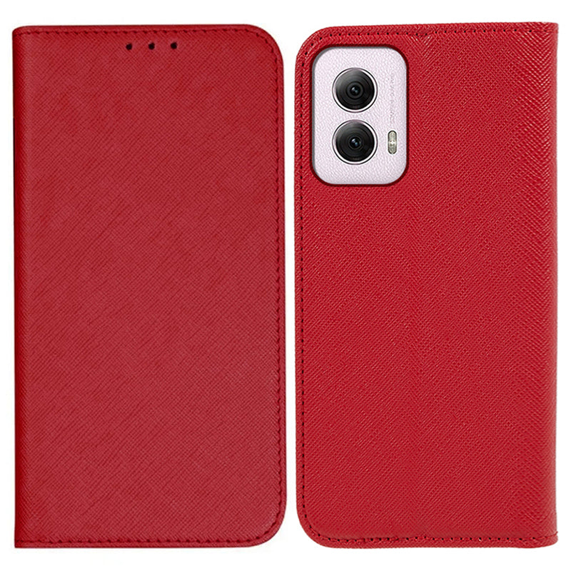 For Motorola Moto G Power (2024) Phone Case Cross Texture Leather Cover Cell Phone Accessory Wholesale - Red
