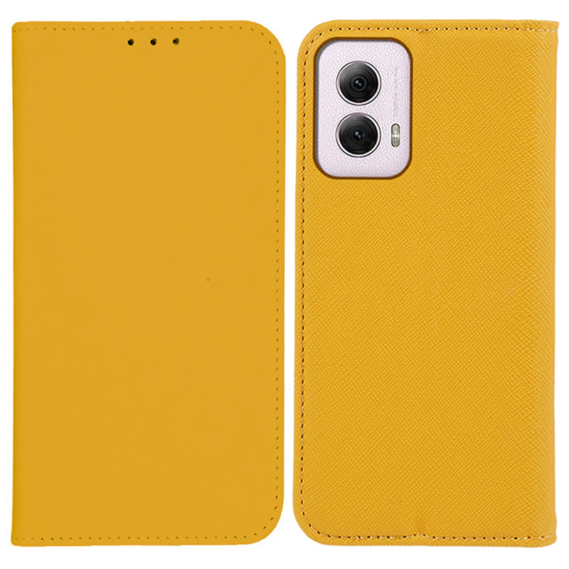 For Motorola Moto G Power (2024) Phone Case Cross Texture Leather Cover Cell Phone Accessory Wholesale - Yellow