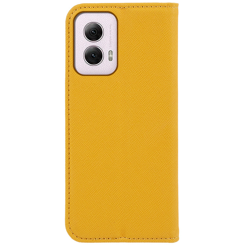 For Motorola Moto G Power (2024) Phone Case Cross Texture Leather Cover Cell Phone Accessory Wholesale - Yellow