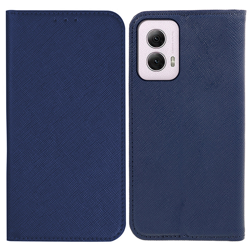 For Motorola Moto G Power (2024) Phone Case Cross Texture Leather Cover Cell Phone Accessory Wholesale - Dark Blue