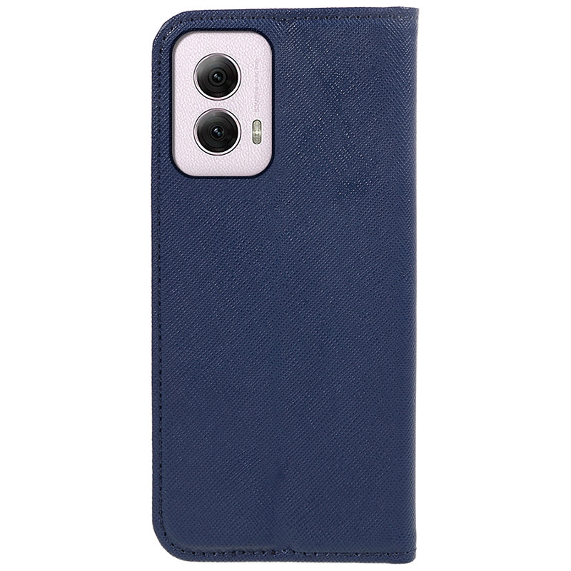 For Motorola Moto G Power (2024) Phone Case Cross Texture Leather Cover Cell Phone Accessory Wholesale - Dark Blue