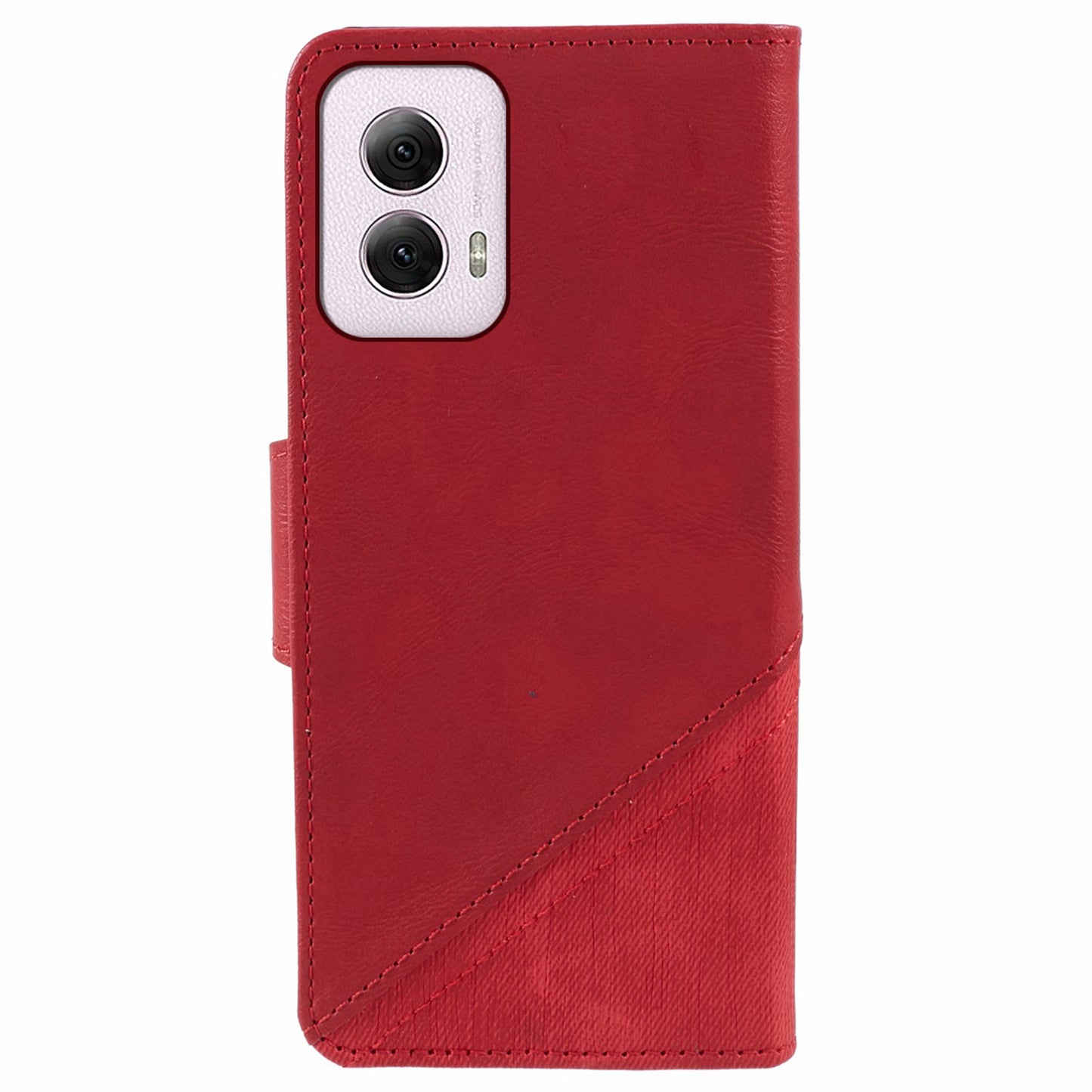 For Motorola Moto G Power (2024) Case Splicing Crazy Horse Texture Magnetic Phone Cover - Red