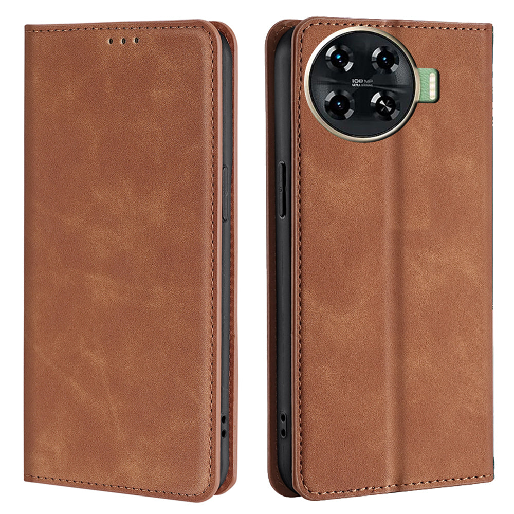 For Transsion Tecno Spark 20 Pro+ PU+TPU Wallet Phone Case Mobile Accessories Wholesale - Light Brown