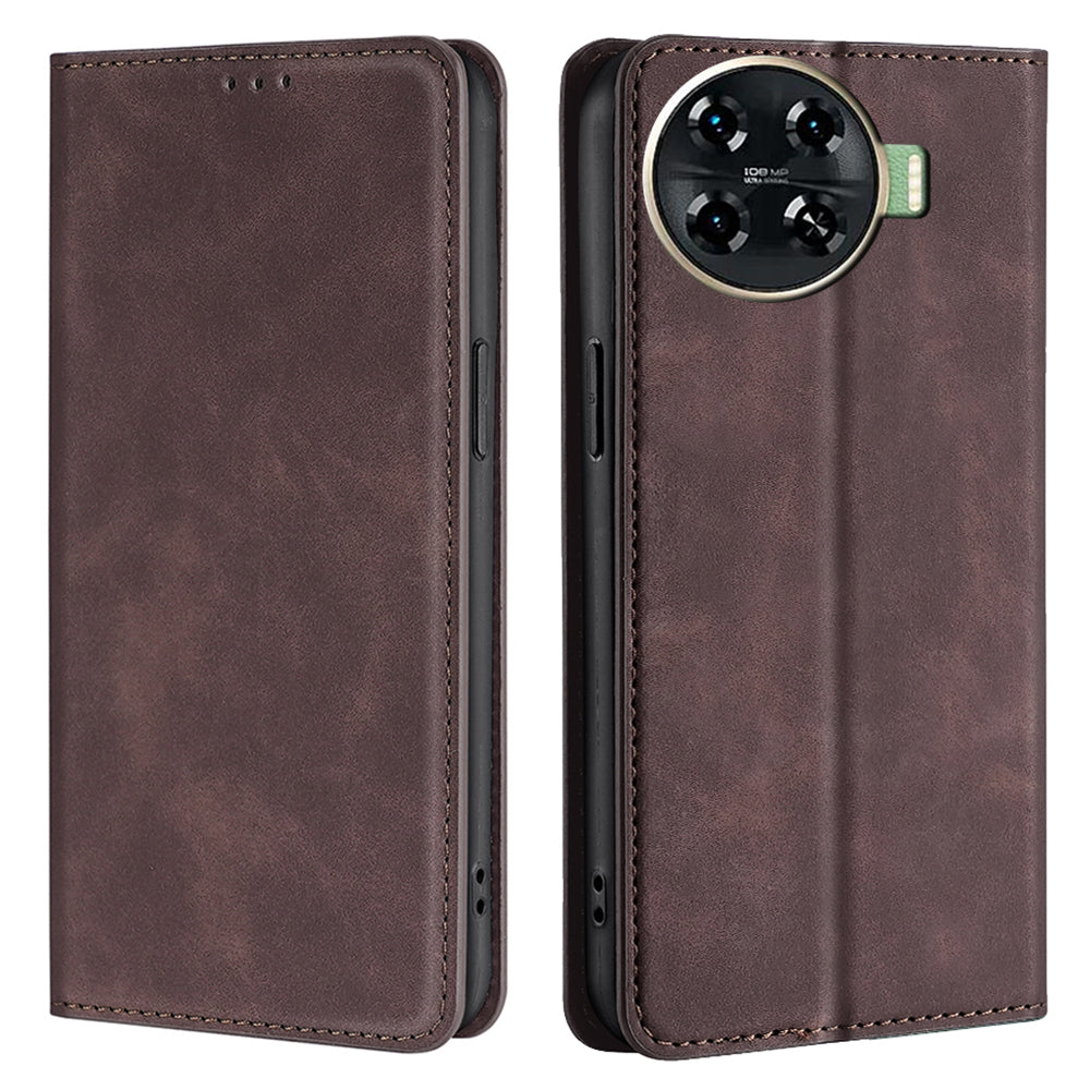For Transsion Tecno Spark 20 Pro+ PU+TPU Wallet Phone Case Mobile Accessories Wholesale - Dark Brown