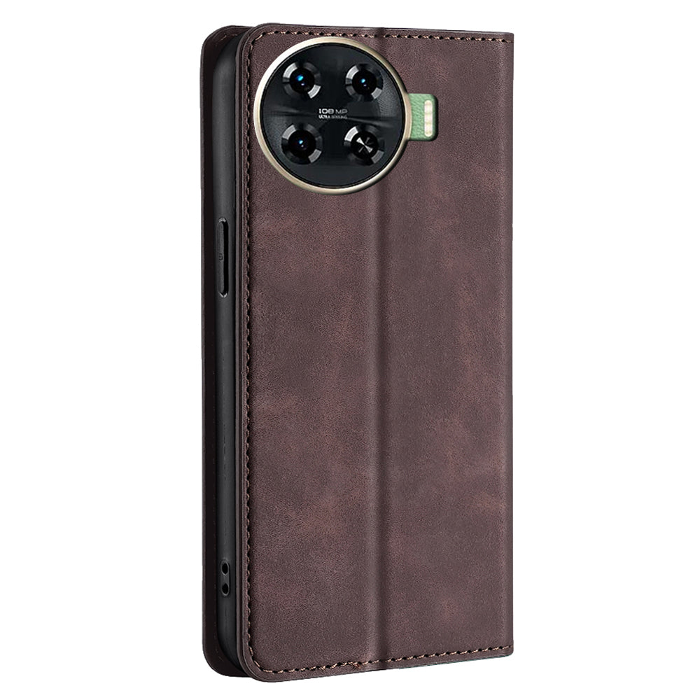 For Transsion Tecno Spark 20 Pro+ PU+TPU Wallet Phone Case Mobile Accessories Wholesale - Dark Brown