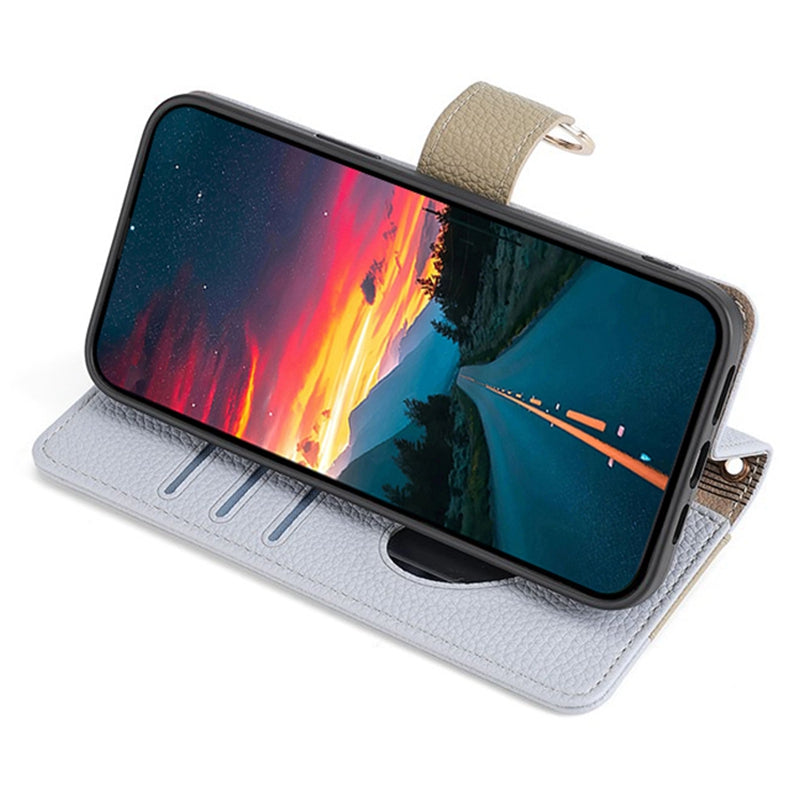 For Realme 12+ 5G Case Mirror Design PU Leather Crossbody Wallet Flip Phone Cover - Blue