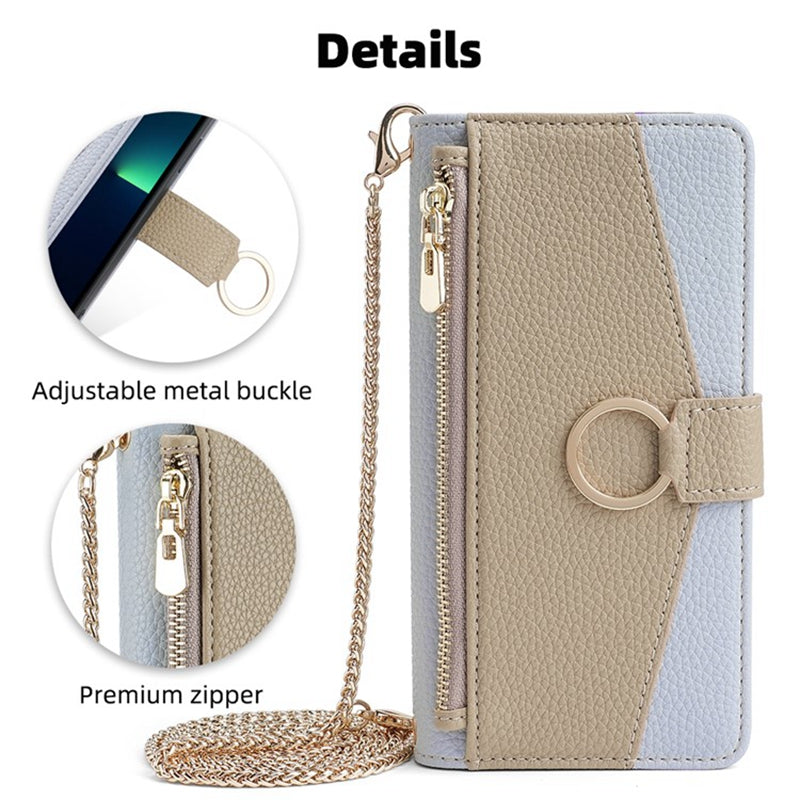 For Realme 12+ 5G Case Mirror Design PU Leather Crossbody Wallet Flip Phone Cover - Blue
