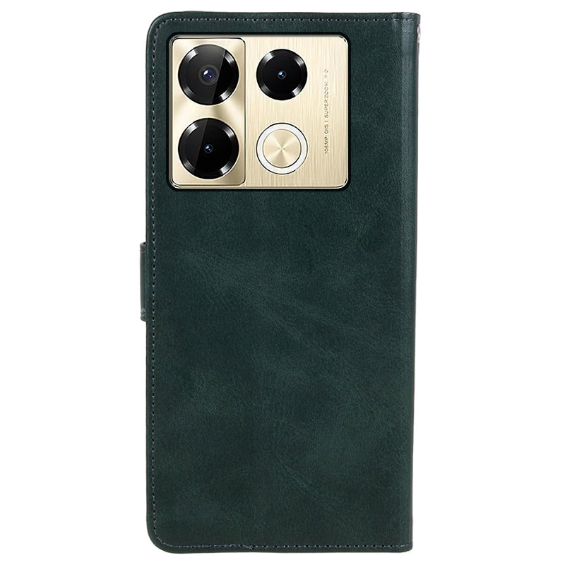 For Transsion Infinix Note 40 Pro 4G / 5G / Infinix Note 40 Pro+ Case Leather Wallet Phone Cover Calf Texture - Midnight Green