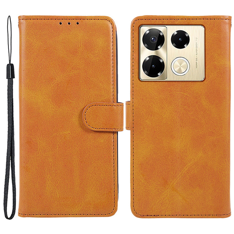 For Transsion Infinix Note 40 Pro 4G / 5G / Infinix Note 40 Pro+ Case Leather Wallet Phone Cover Calf Texture - Khaki