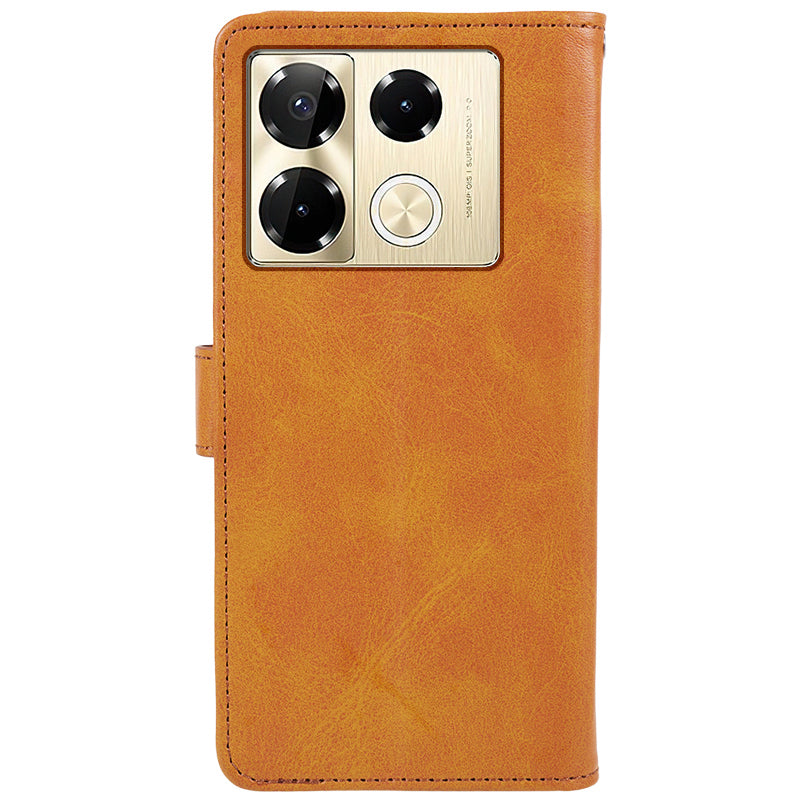 For Transsion Infinix Note 40 Pro 4G / 5G / Infinix Note 40 Pro+ Case Leather Wallet Phone Cover Calf Texture - Khaki