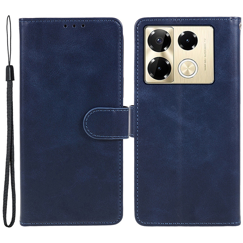 For Transsion Infinix Note 40 Pro 4G / 5G / Infinix Note 40 Pro+ Case Leather Wallet Phone Cover Calf Texture - Blue