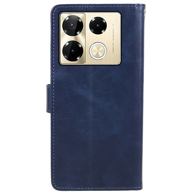 For Transsion Infinix Note 40 Pro 4G / 5G / Infinix Note 40 Pro+ Case Leather Wallet Phone Cover Calf Texture - Blue