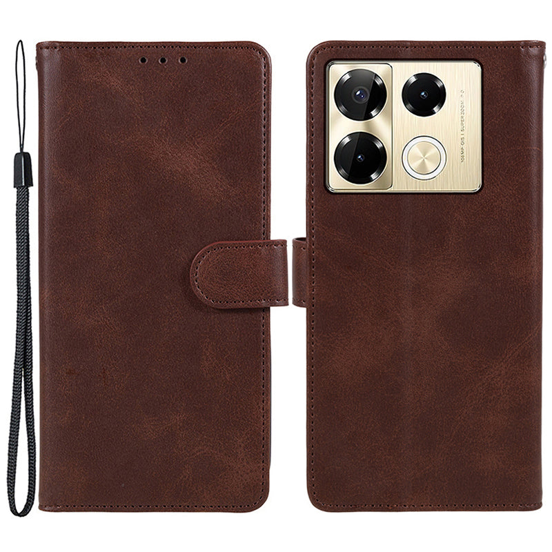 For Transsion Infinix Note 40 Pro 4G / 5G / Infinix Note 40 Pro+ Case Leather Wallet Phone Cover Calf Texture - Brown