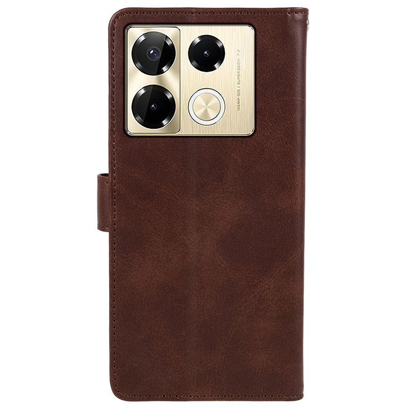 For Transsion Infinix Note 40 Pro 4G / 5G / Infinix Note 40 Pro+ Case Leather Wallet Phone Cover Calf Texture - Brown