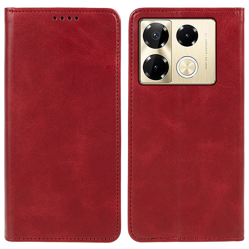 For Transsion Infinix Note 40 Pro 4G / 5G / Infinix Note 40 Pro+ Case Magnetic Flip Leather Phone Cover - Red
