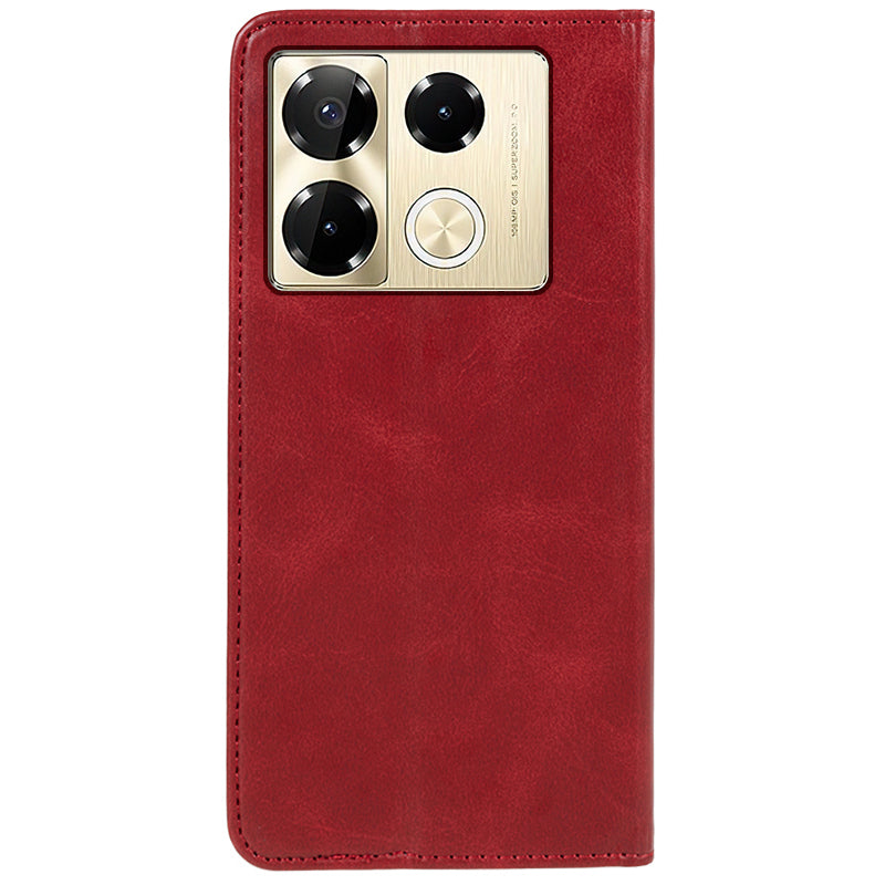For Transsion Infinix Note 40 Pro 4G / 5G / Infinix Note 40 Pro+ Case Magnetic Flip Leather Phone Cover - Red