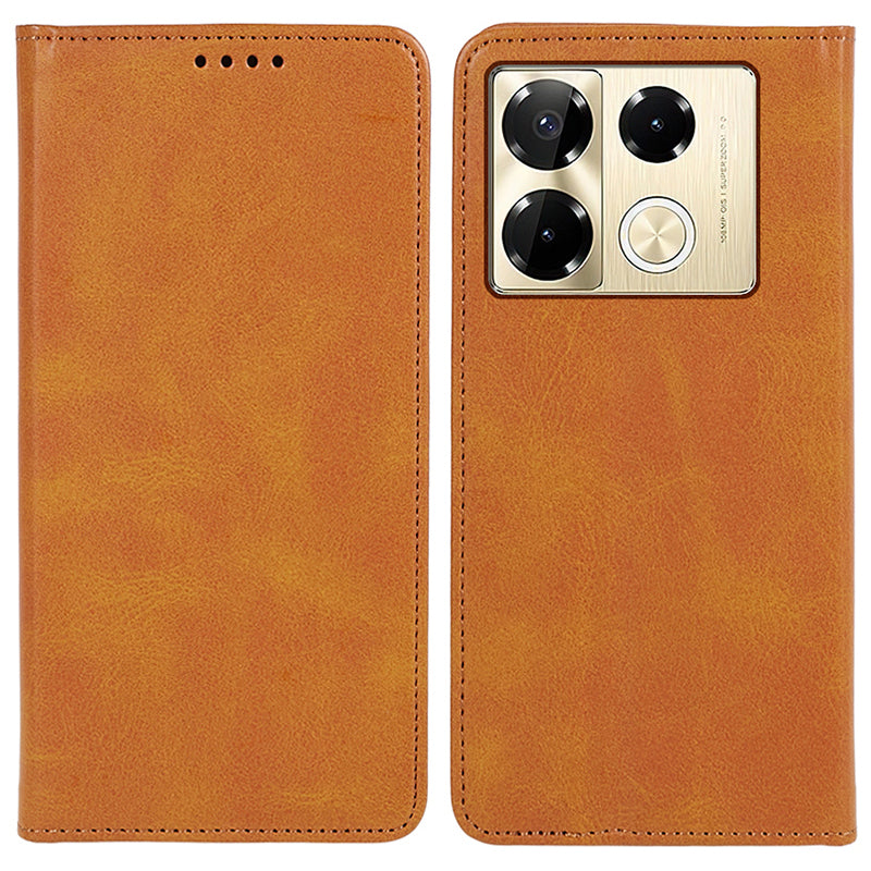 For Transsion Infinix Note 40 Pro 4G / 5G / Infinix Note 40 Pro+ Case Magnetic Flip Leather Phone Cover - Khaki