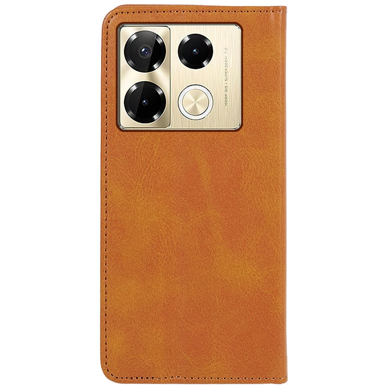 For Transsion Infinix Note 40 Pro 4G / 5G / Infinix Note 40 Pro+ Case Magnetic Flip Leather Phone Cover - Khaki