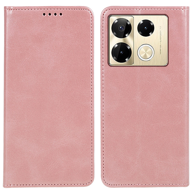 For Transsion Infinix Note 40 Pro 4G / 5G / Infinix Note 40 Pro+ Case Magnetic Flip Leather Phone Cover - Rose Gold