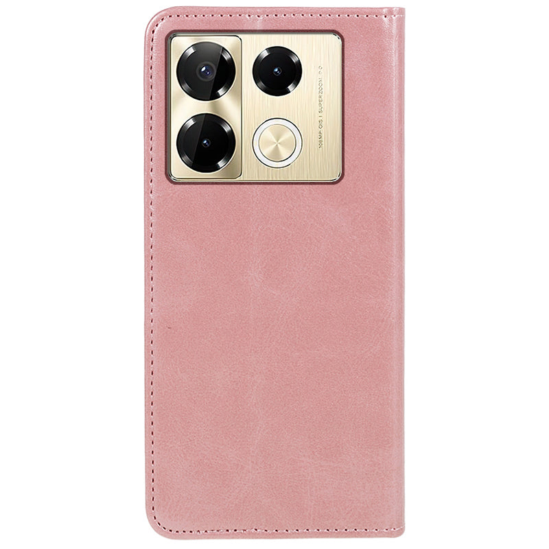 For Transsion Infinix Note 40 Pro 4G / 5G / Infinix Note 40 Pro+ Case Magnetic Flip Leather Phone Cover - Rose Gold