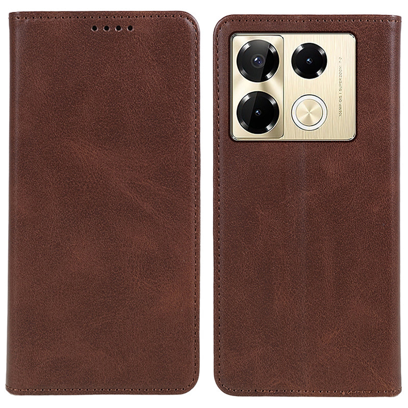 For Transsion Infinix Note 40 Pro 4G / 5G / Infinix Note 40 Pro+ Case Magnetic Flip Leather Phone Cover - Brown