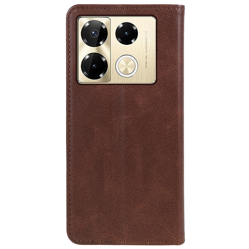 For Transsion Infinix Note 40 Pro 4G / 5G / Infinix Note 40 Pro+ Case Magnetic Flip Leather Phone Cover - Brown