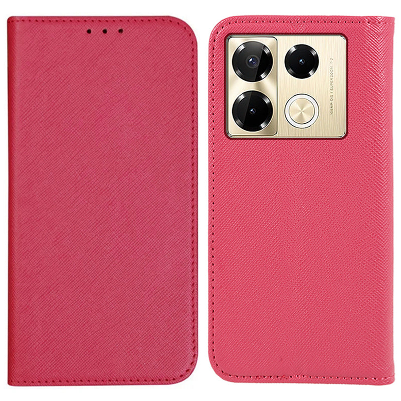 For Transsion Infinix Note 40 Pro 4G / 5G / Infinix Note 40 Pro+ Case Cross Texture Leather Folio Stand Phone Cover - Rose