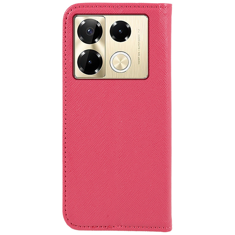 For Transsion Infinix Note 40 Pro 4G / 5G / Infinix Note 40 Pro+ Case Cross Texture Leather Folio Stand Phone Cover - Rose
