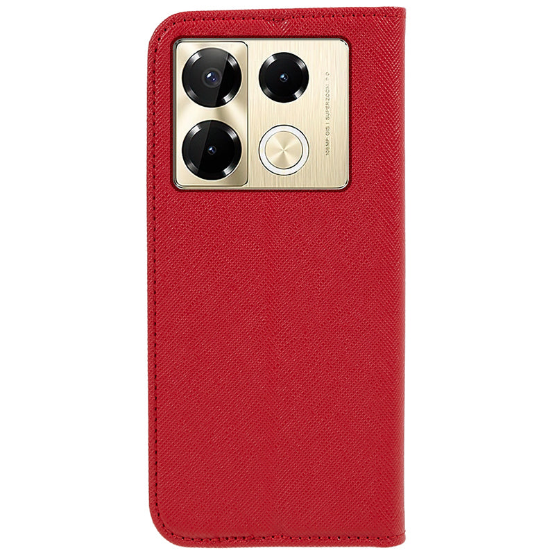 For Transsion Infinix Note 40 Pro 4G / 5G / Infinix Note 40 Pro+ Case Cross Texture Leather Folio Stand Phone Cover - Red