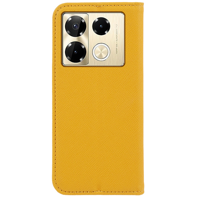 For Transsion Infinix Note 40 Pro 4G / 5G / Infinix Note 40 Pro+ Case Cross Texture Leather Folio Stand Phone Cover - Yellow