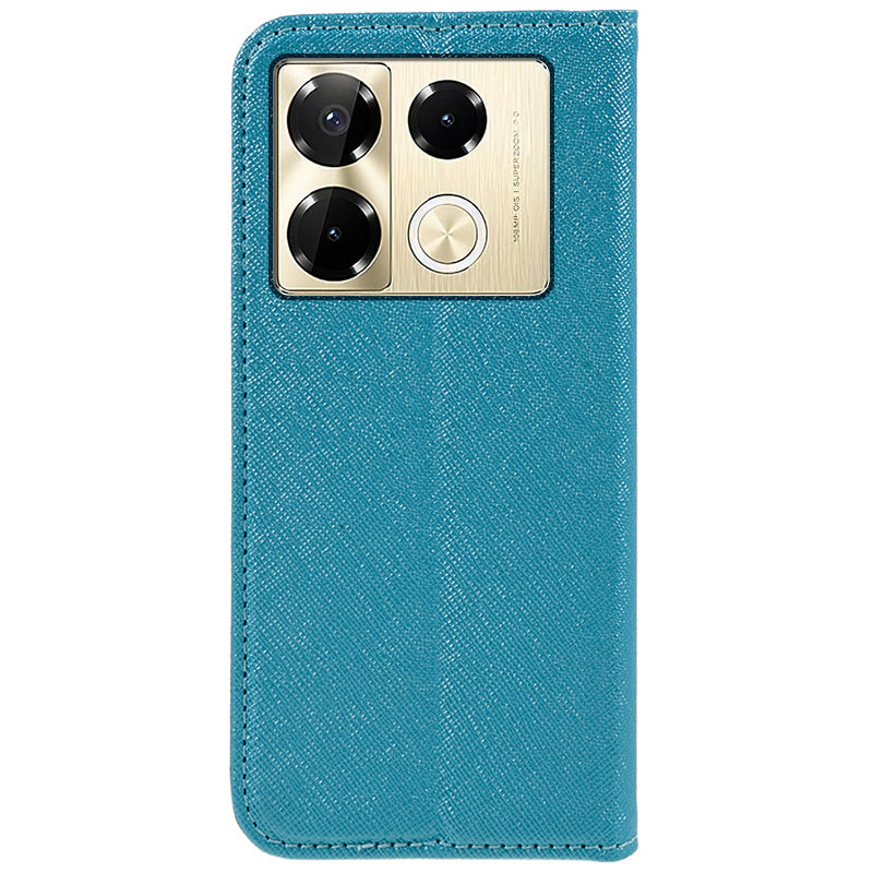 For Transsion Infinix Note 40 Pro 4G / 5G / Infinix Note 40 Pro+ Case Cross Texture Leather Folio Stand Phone Cover - Sky Blue