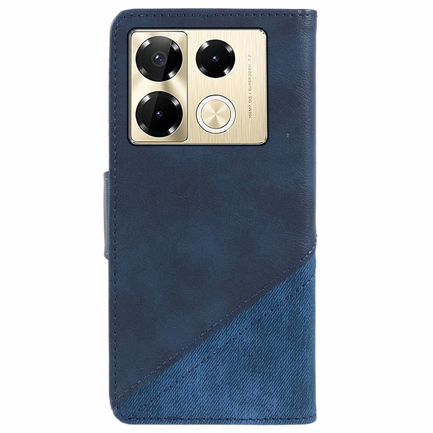 For Transsion Infinix Note 40 Pro 4G / 5G / Infinix Note 40 Pro+ Case Leather Splicing Crazy Horse Texture Phone Cover - Dark Blue