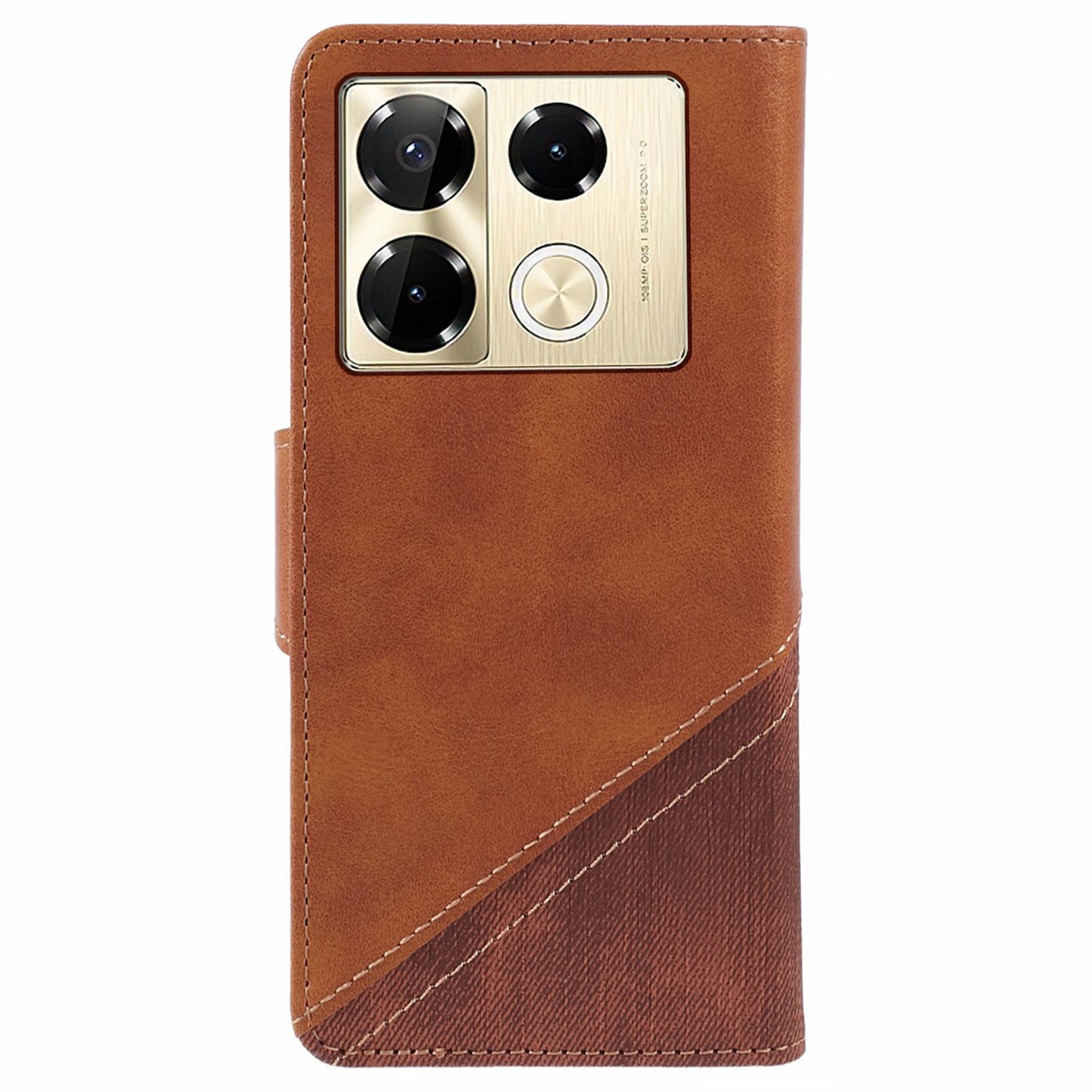 For Transsion Infinix Note 40 Pro 4G / 5G / Infinix Note 40 Pro+ Case Leather Splicing Crazy Horse Texture Phone Cover - Brown