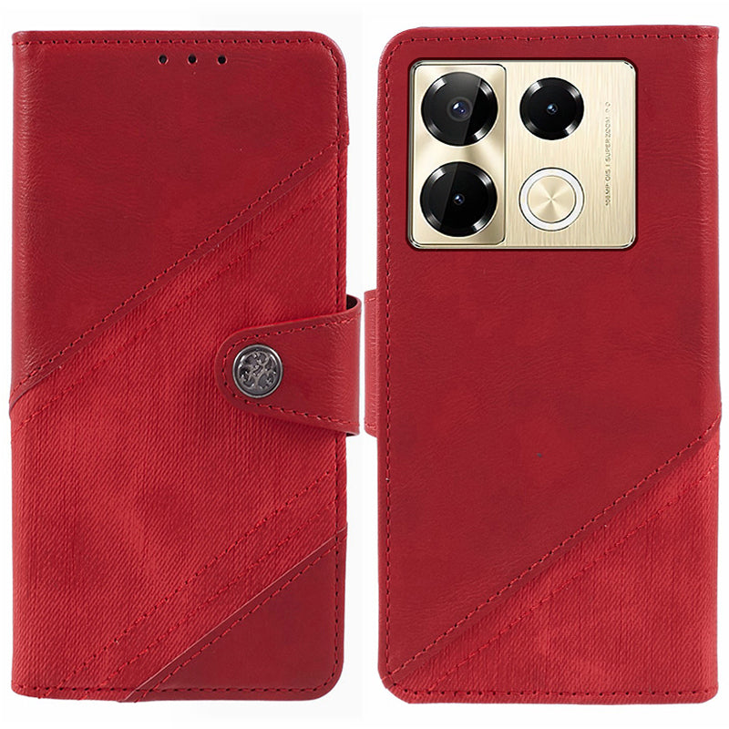 For Transsion Infinix Note 40 Pro 4G / 5G / Infinix Note 40 Pro+ Case Leather Splicing Crazy Horse Texture Phone Cover - Red