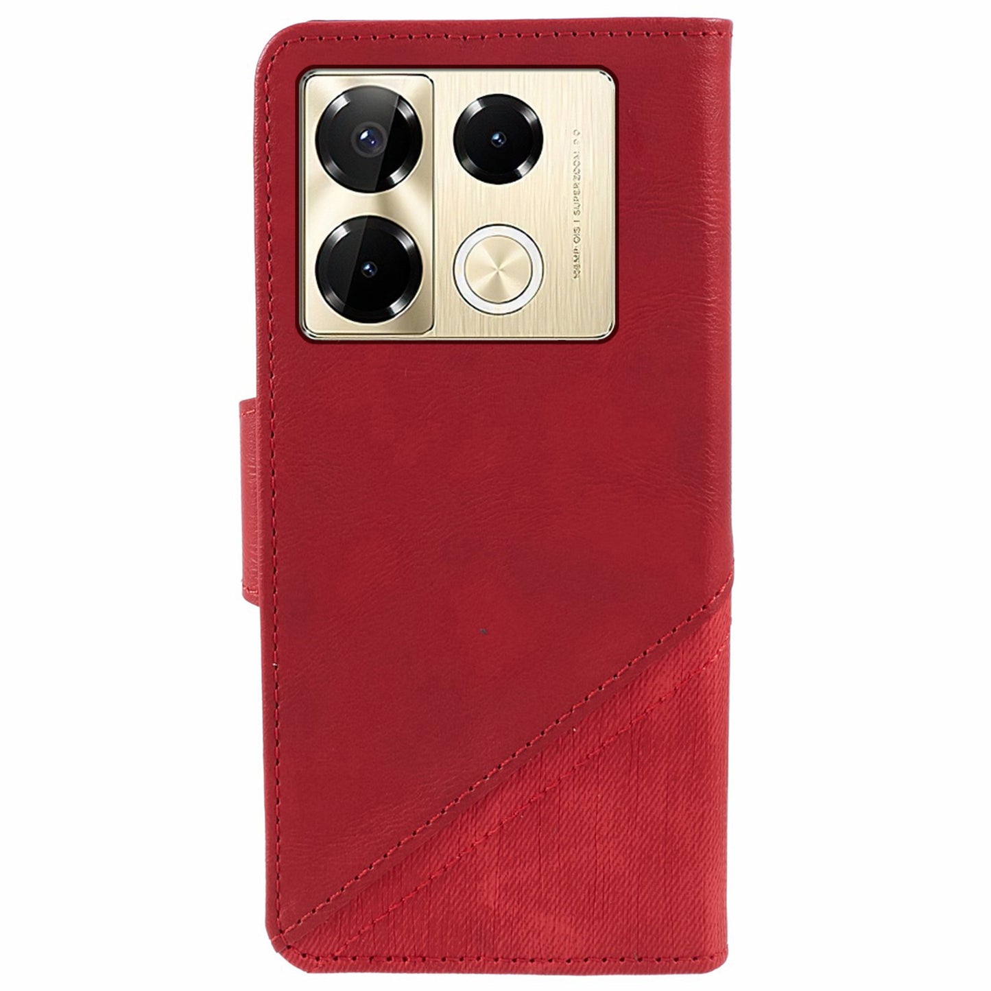 For Transsion Infinix Note 40 Pro 4G / 5G / Infinix Note 40 Pro+ Case Leather Splicing Crazy Horse Texture Phone Cover - Red