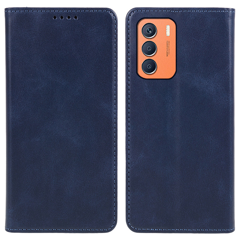 For Transsion Infinix Zero 5G 2023 Leather Case 3 Card Slots Magnetic Closure Phone Cover - Blue
