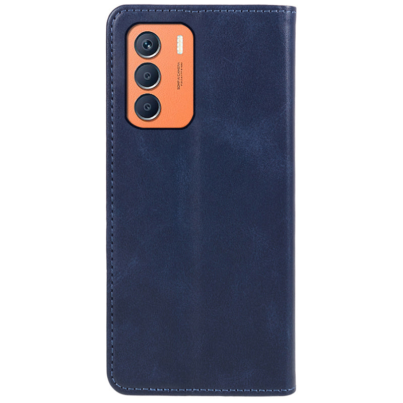 For Transsion Infinix Zero 5G 2023 Leather Case 3 Card Slots Magnetic Closure Phone Cover - Blue