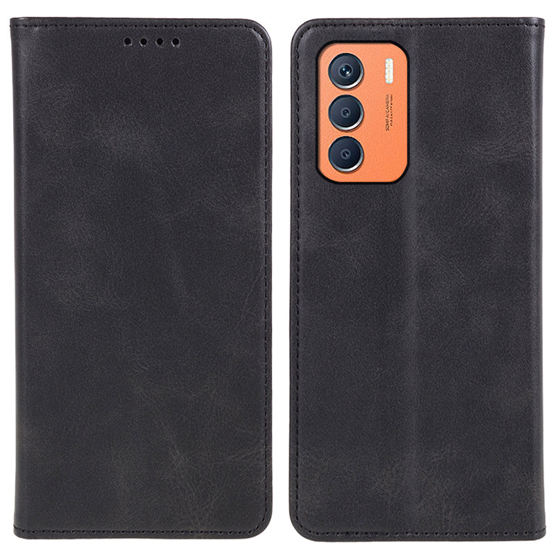 For Transsion Infinix Zero 5G 2023 Leather Case 3 Card Slots Magnetic Closure Phone Cover - Black
