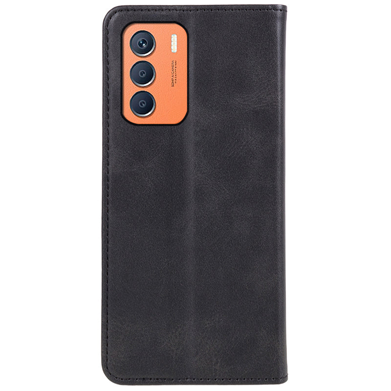 For Transsion Infinix Zero 5G 2023 Leather Case 3 Card Slots Magnetic Closure Phone Cover - Black