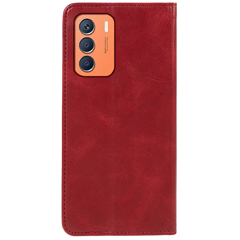 For Transsion Infinix Zero 5G 2023 Leather Case 3 Card Slots Magnetic Closure Phone Cover - Red