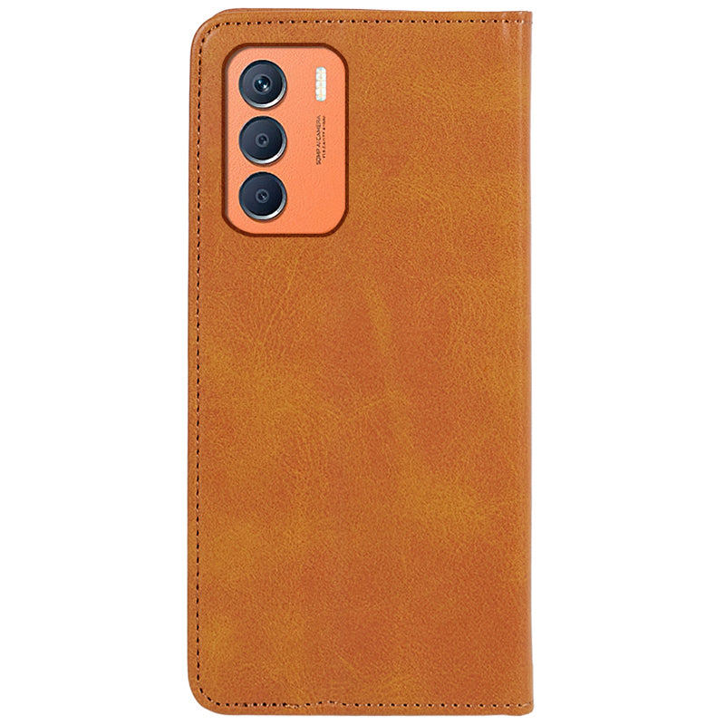 For Transsion Infinix Zero 5G 2023 Leather Case 3 Card Slots Magnetic Closure Phone Cover - Khaki