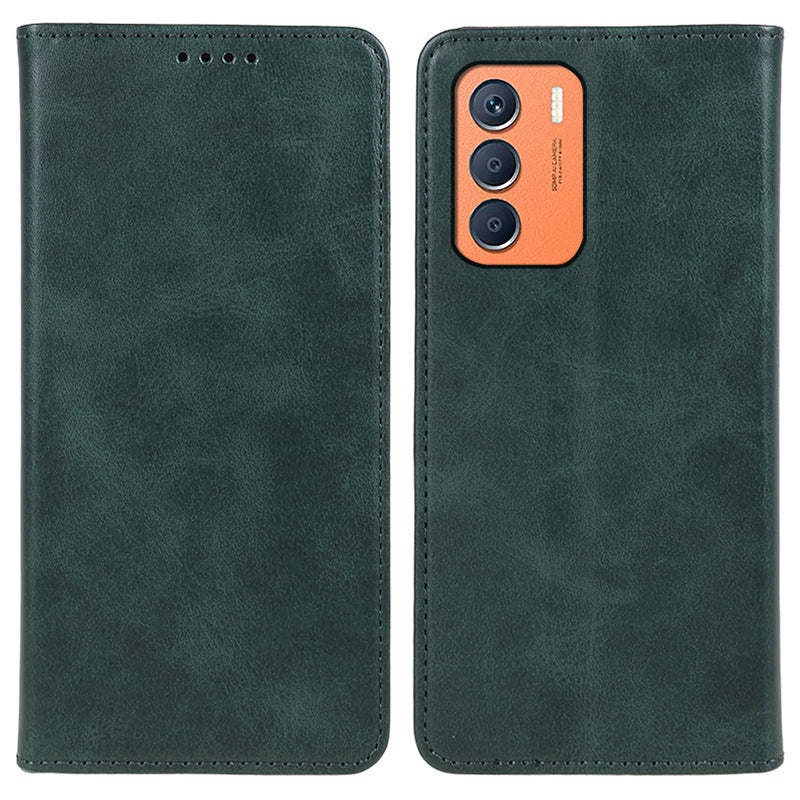 For Transsion Infinix Zero 5G 2023 Leather Case 3 Card Slots Magnetic Closure Phone Cover - Green