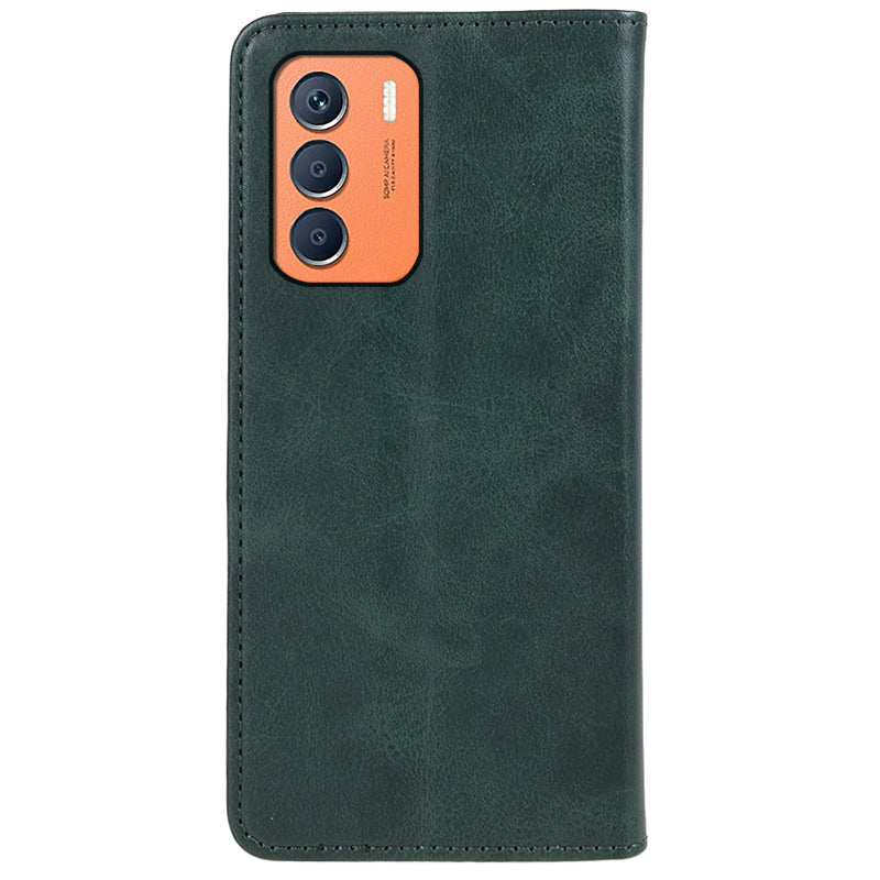 For Transsion Infinix Zero 5G 2023 Leather Case 3 Card Slots Magnetic Closure Phone Cover - Green