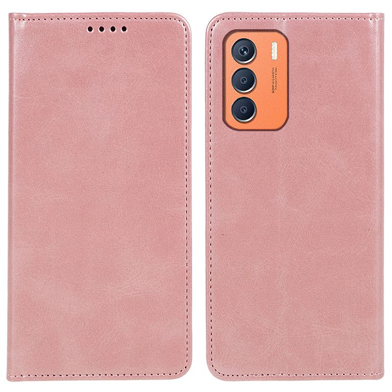 For Transsion Infinix Zero 5G 2023 Leather Case 3 Card Slots Magnetic Closure Phone Cover - Rose Gold