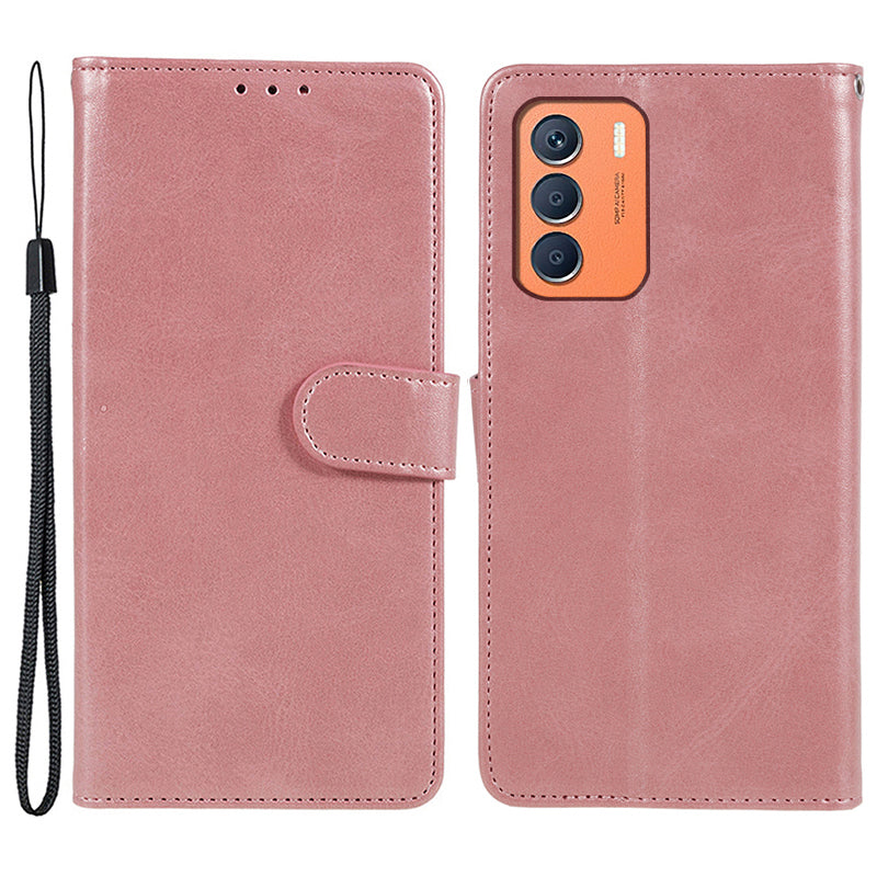 For Transsion Infinix Zero 5G 2023 Mobile Accessories Supplier Calf PU Leather Case Wallet Phone Cover - Rose Gold